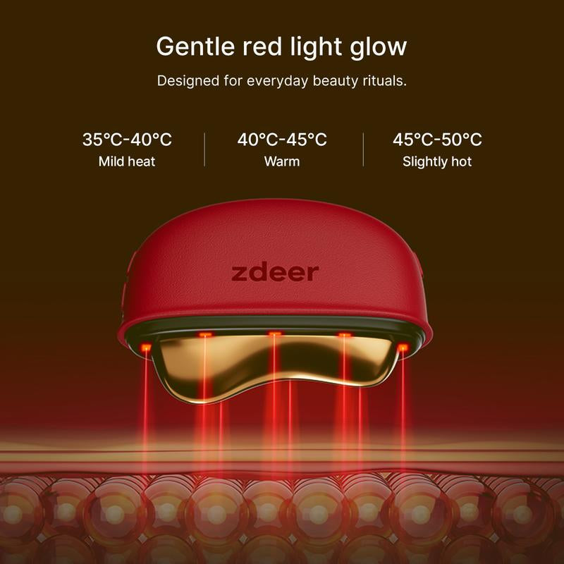 Zdeer LED Red Light Therapy Face & Neck Massager – Heated Gua Sha Facial Sculpting Device with Vibration for Firming & Lifting, Perfect Christmas & Valentine’S Day Gift for Her